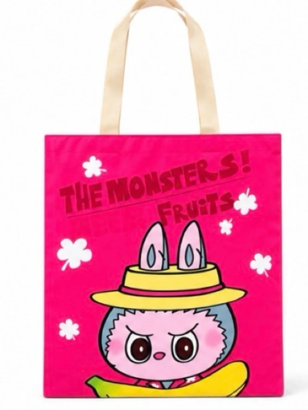 Cute Pink Cartoon Tote Bag with Yellow Accent13”x14” cotton